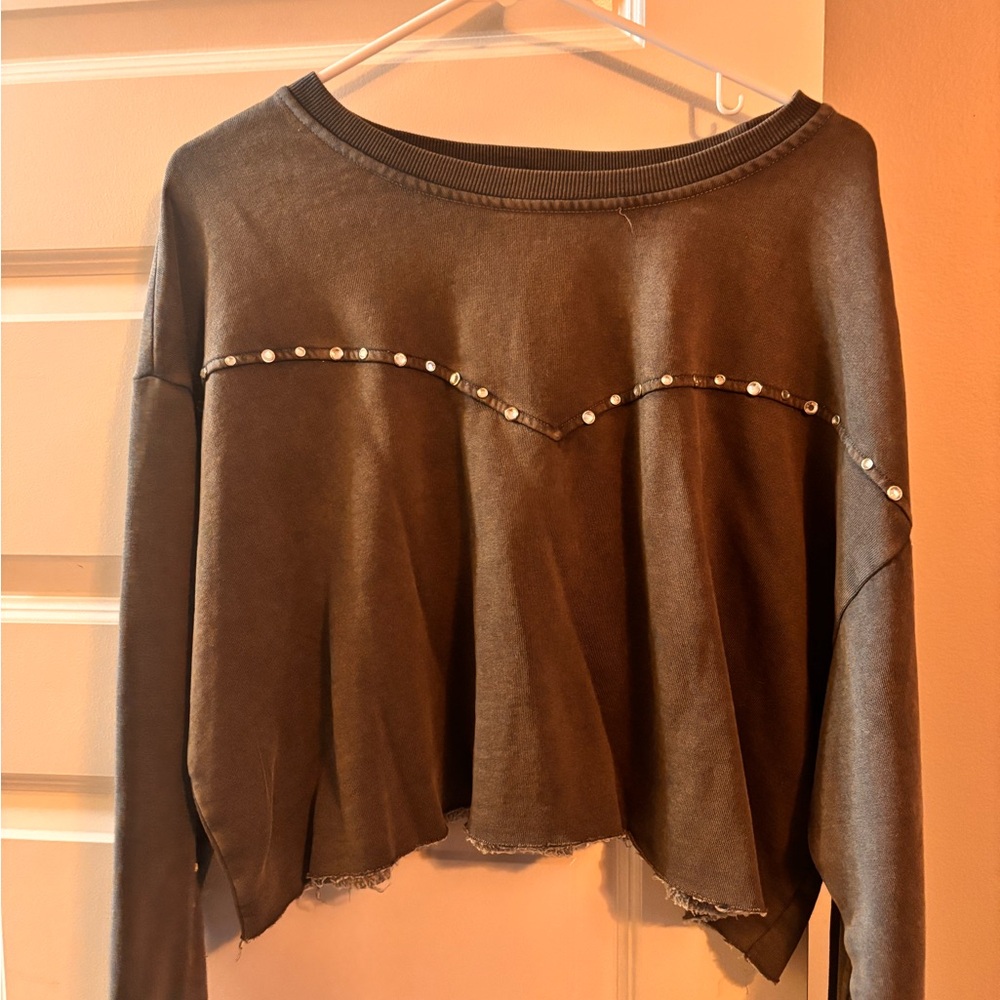 Forever 21 Cropped Embellished Hoodie